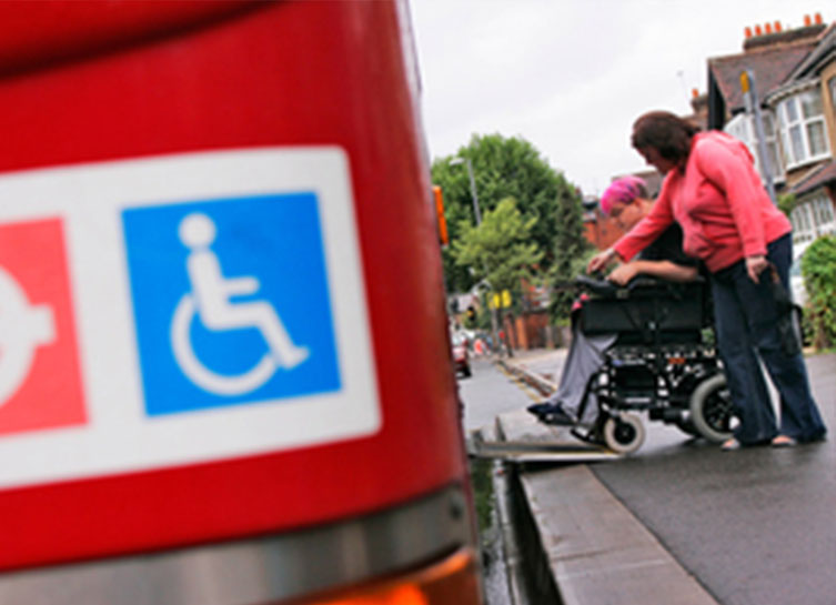 a disabled passenger boarding on a bus
